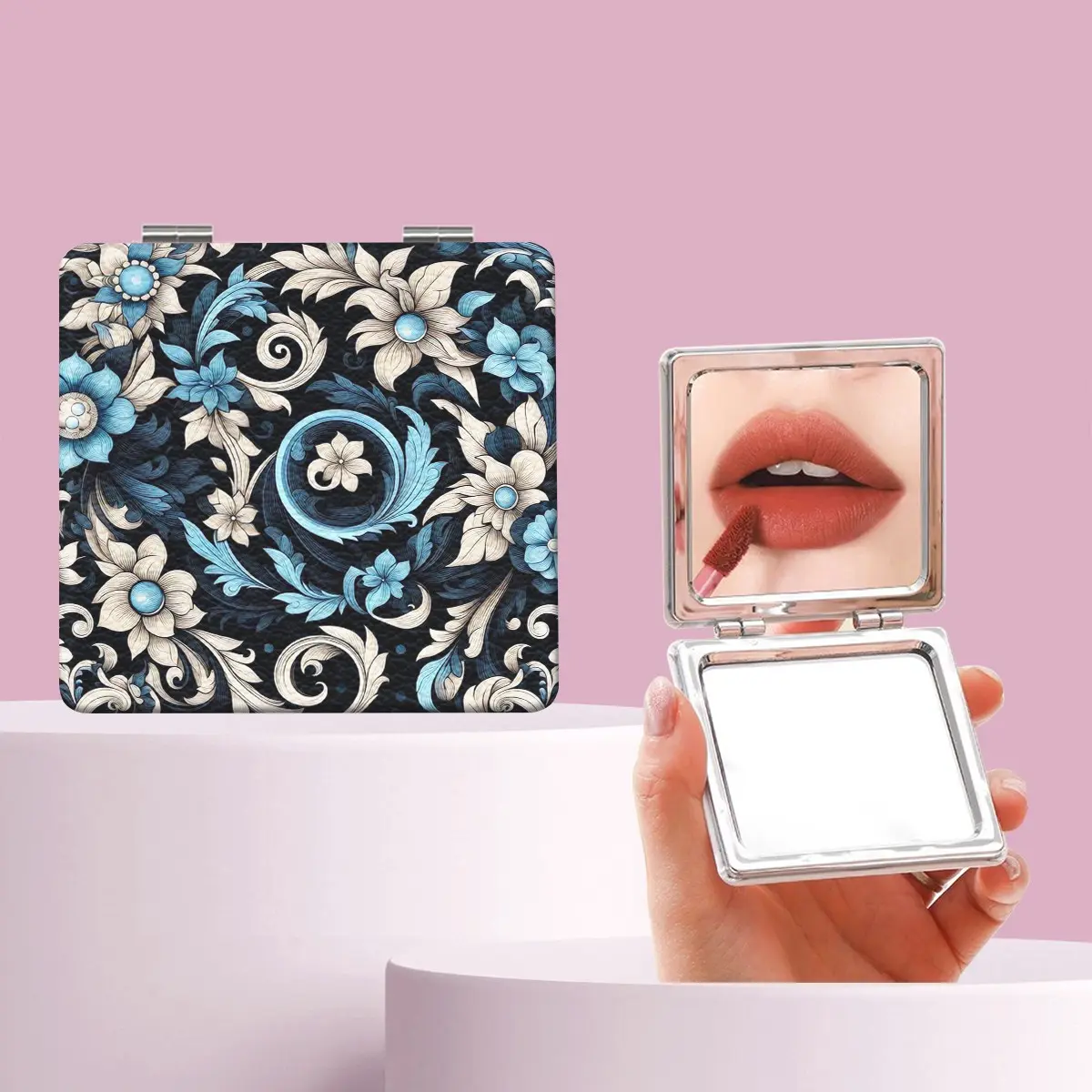 Vintage Pattern Makeup Mirror, Foldable Mini Handheld Mirror, Perfect for All Occasions, Ideal Gift for Sisters, Friends, Girls, Weddings
