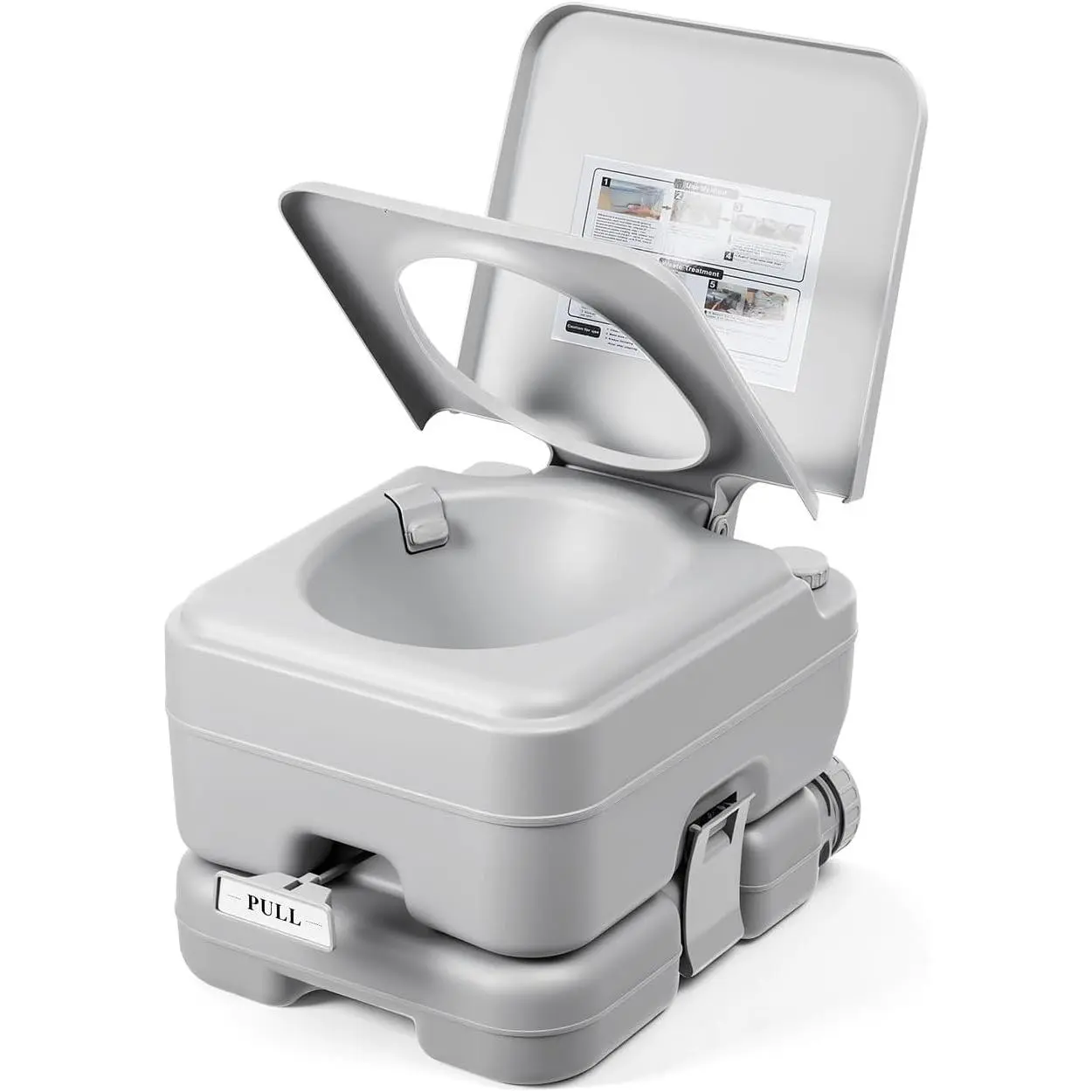 Portable Travel Toilet, T Outlet Water, RV Potty with 3.2 Gal Detachable Waste Water Tank & 3.2 Gal Flush Tank, Indoor Outdoor Push-Button Pressurized Flush Commode for Camping Boating Hiking