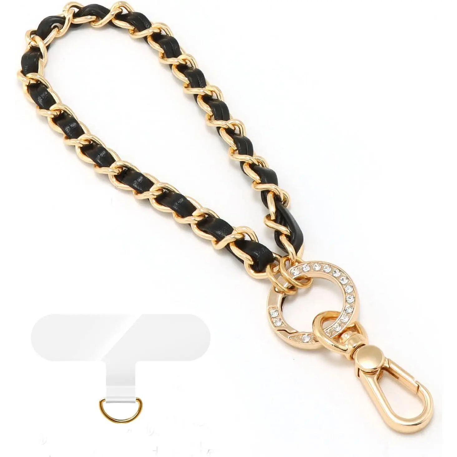Women's Durable Metal & Synthetic Cell Phone Wrist Strap - Faux Leather Lanyard with Tether Tab, Clip-On Hands-Free Wristlet Bracelet, Cell Phones Accessories, Model 1