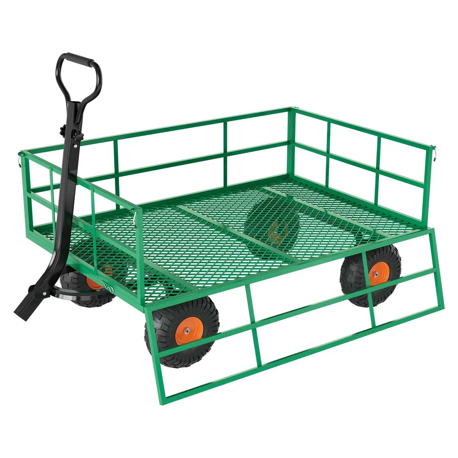 Steel Garden Cart, 1200/500 LBS Capacity Utility Outdoor Wagon, Heavy Duty Mesh Garden Wagon with Removable Sides,Outdoor Metal Utility Yard Wagon Gardening Stool with 10/13inch Flat Free Tires & Adjustable Handle