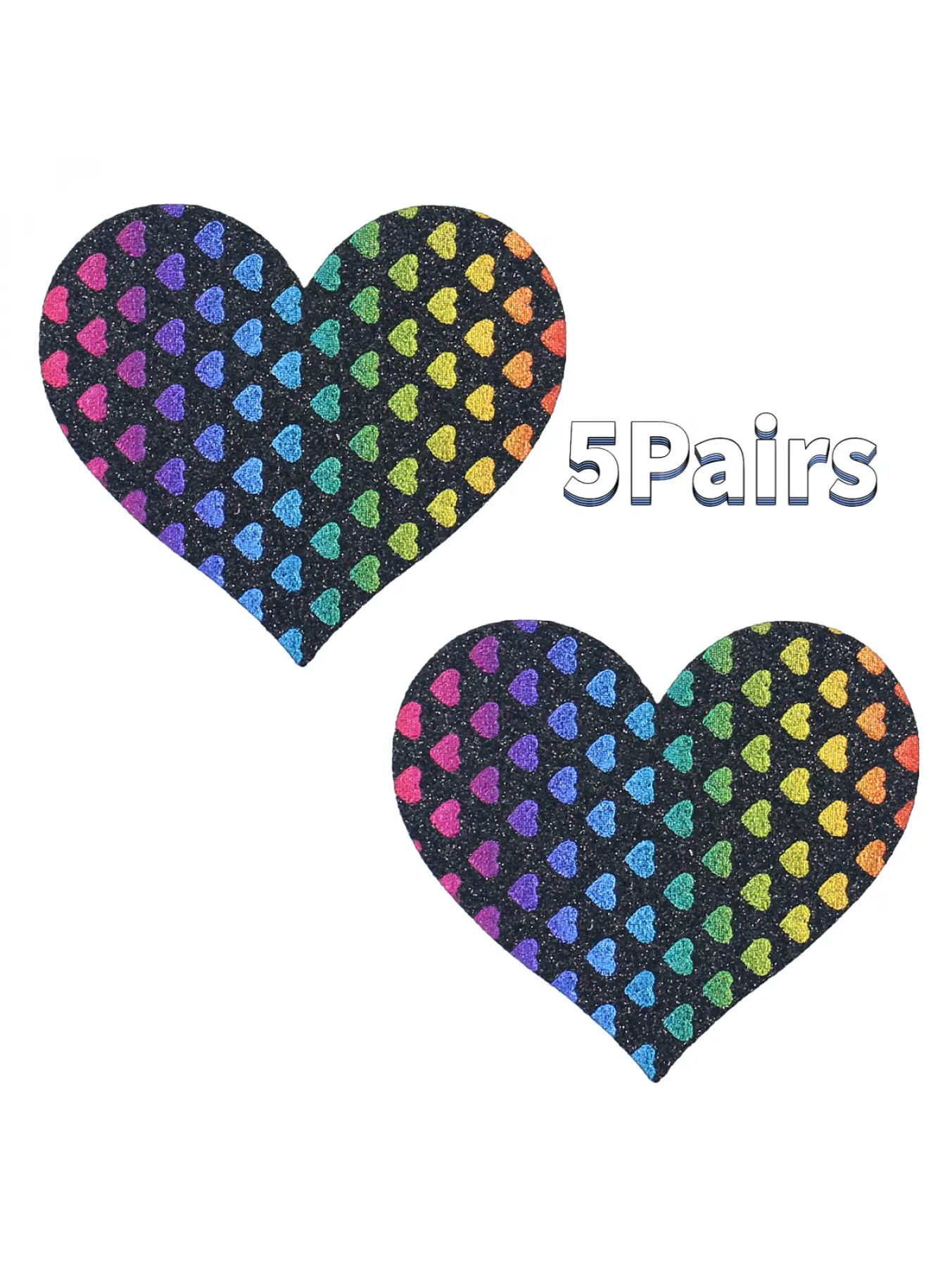 5-pack Nightclub Party Rainbow Glitter Non-Slip Breast Pads, Fun Disposable Breast Pads for Bridal Fashion Matching