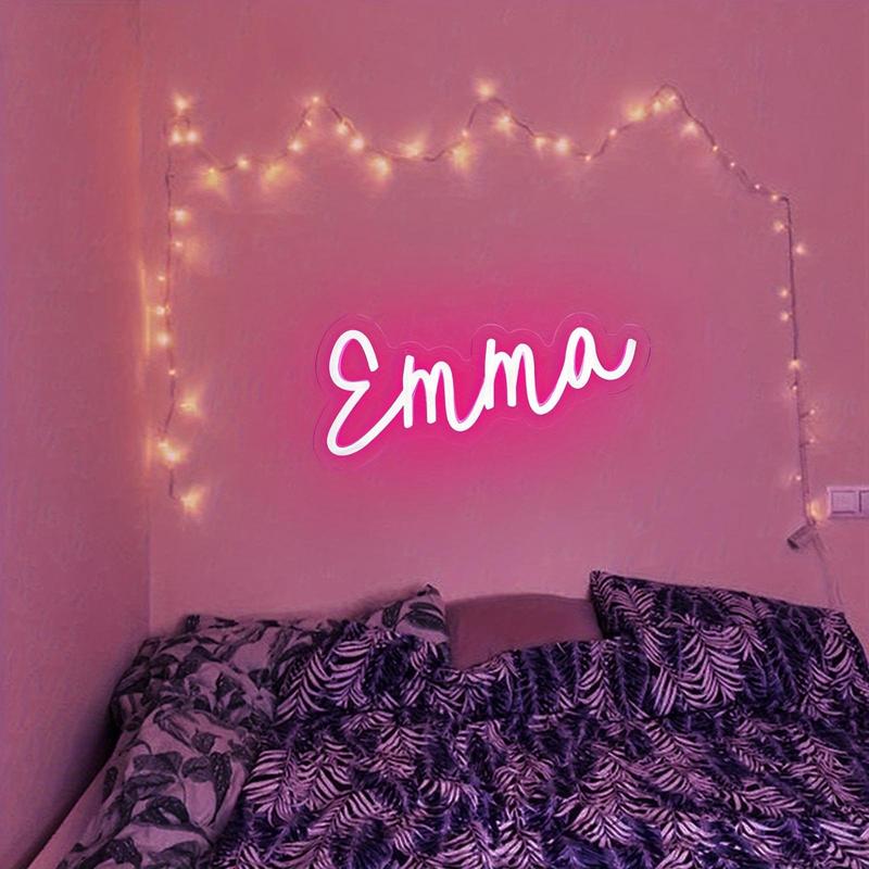Emma Neon Sign, Emma Name Sign –Pink LED Name Light – USB Powered – Wall Decor for Bedroom, Nursery, Baby Shower, Birthday Party or Playroom