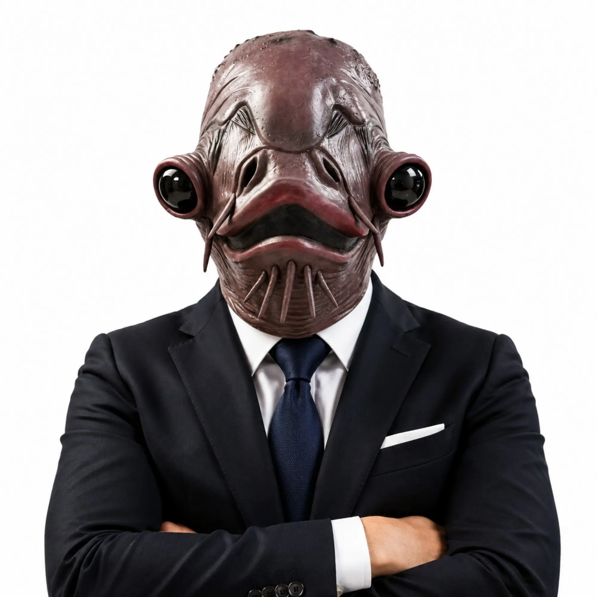 Creepy Deep Sea Fish Mask Design, Realistic Alien Monster Latex Head Cover, Novelty Mutant Catfish Costume, Party Accessory for Halloween, Cosplay & Pranks