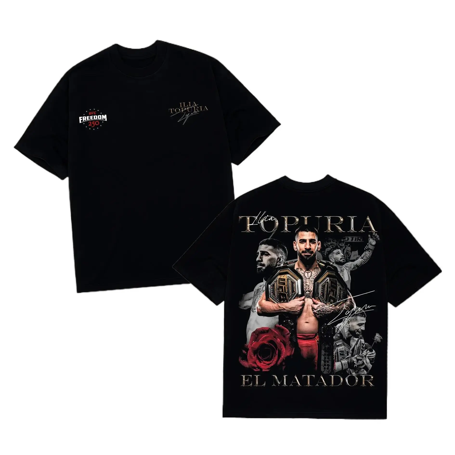 [ 🥊 Sale Up To 50%]Ilia Topuria Freedom 250 UFC T-Shirt MMA Fighters Graphic Tee Combat Sports Fan Shirt MMA Fight Night Shirt Gift for Men Women American Made Fightwear
