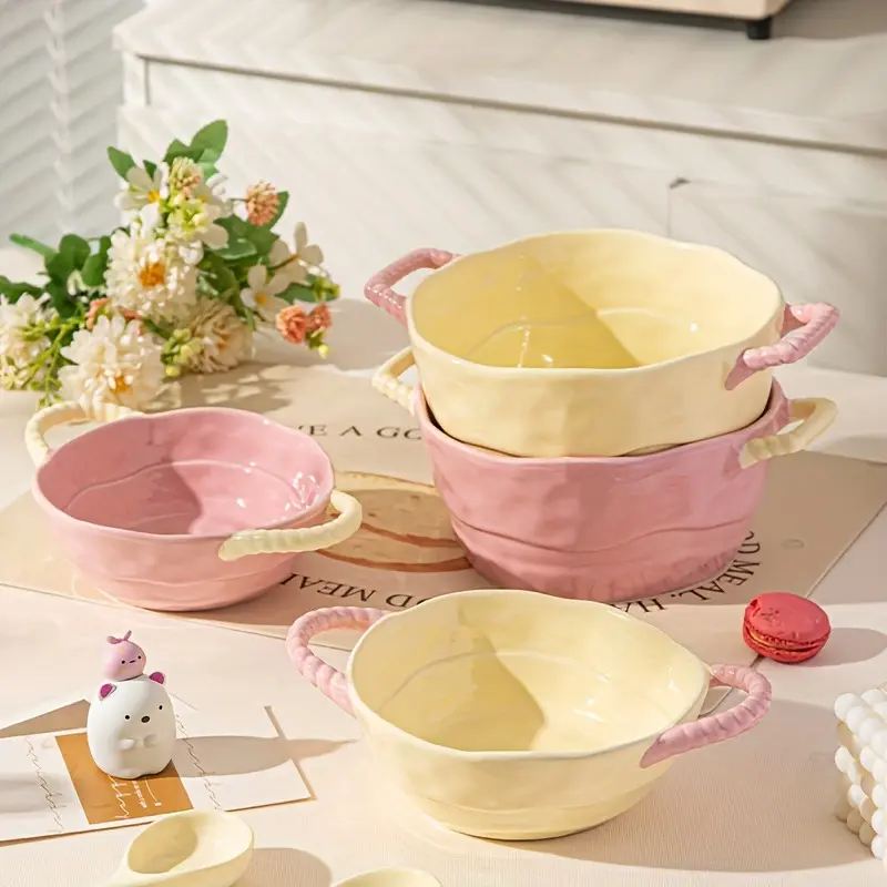 Large Ceramic Double-handled Soup Bowl, Multi-purpose for Soups, Stews, and Salads, Microwavable Bowls, Microwave and Dishwasher Safe, Dinnerware, Perfect for Family Dinners and Gatherings