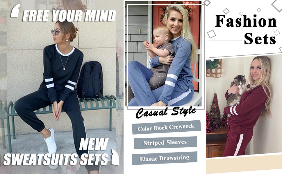 WIHOLL Sweatsuit for Women 2 Piece Outfits for Womens Crewneck Sweatshirts Pullover |(Size Up 1-2 for Oversized Look) SpringStatements