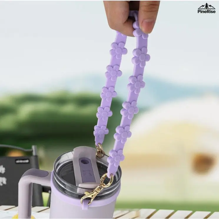 Silicone Cup Loop Lanyard Compatible With Stanley Tumbler Daisy Pattern Drawstring Cup Strap Portable Drinkware Accessory For Indoor Leisure Outdoor Travel Daily Matching