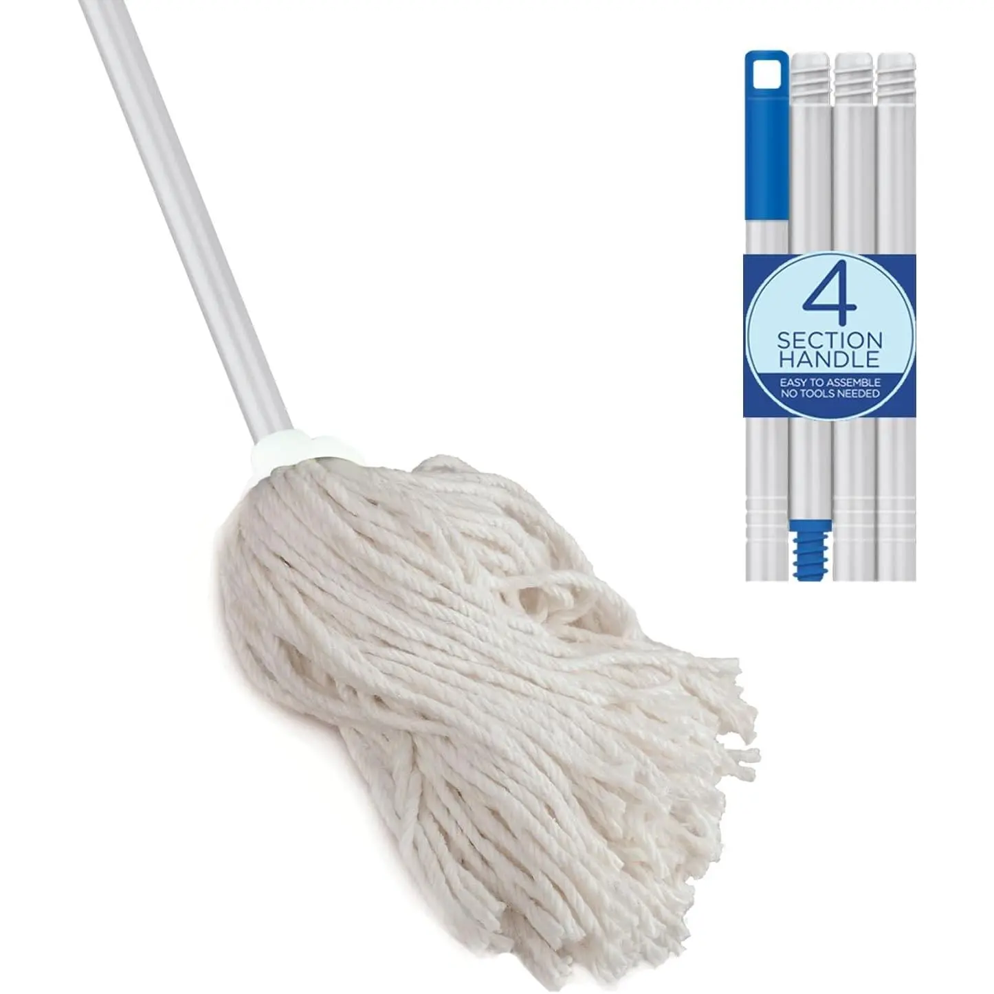LOLA Cotton String Wet Mop for Floor Cleaning, Absorbs Up to 3X Its Weight in Water, with Swivel Hang Cap for Easy Storage