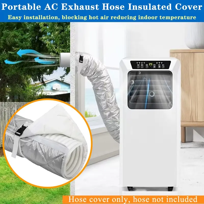 1pc Air Conditioning Pipe Insulation Sleeve, Adjustable Magic Tape Design, Portable Insulated Ac Pipe Protector Cover, Indoor Use, Bedroom, Living Room
