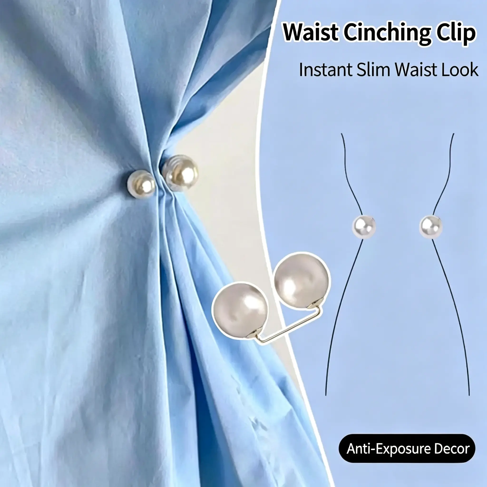 1/4 Pcs Pearl Clothing Adjustment Pin, No Sew Waist Tightener Brooch for Dresses, Shirts and Clothing Fixes