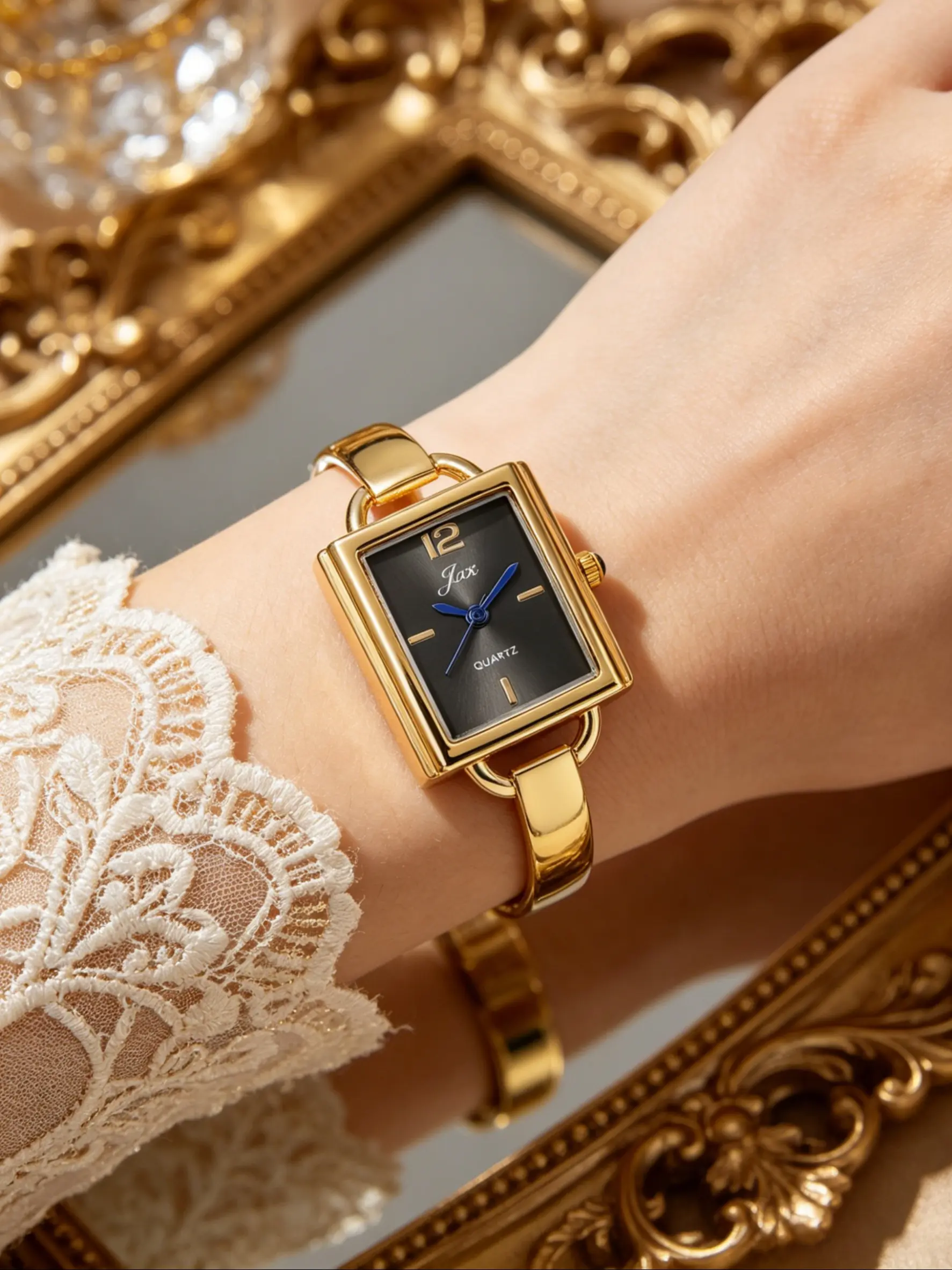 Elegant Square Face Silver Color Bracelet Watch, Elegant Wristwatch, Quartz Analog Women's Watch, Perfect Gift for Holidays and Special Occasions