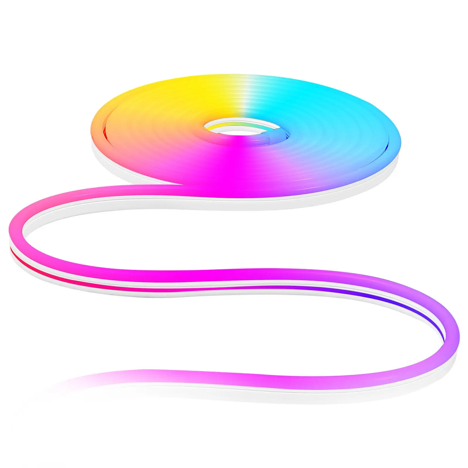 VEVOR LED Neon Rope Light, 16.4 ft, Flexible RGB-IC LED Strip Light, Control with App/Remote, Works with Alexa & Google Assistant, Music Syncing, Custom DIY Neon Flex Lights, for Bedroom Gaming Indoo