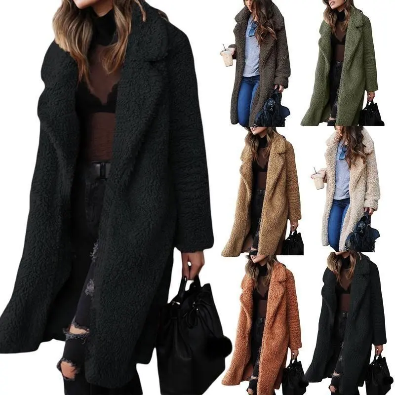 Women Warm Fleece Sherpa Jackets Faux Shearling Coats Oversized Winter Long Coat Outwear