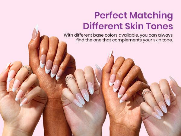 Beetles French Tip Press-On Nails – Pink, Nude & Brown Ombre French Tips, 4-in-1 False Nail Tips in 15 Sizes for Easy DIY Manicure, No Filing Needed, Reusable & Durable for Salon-Quality Nails