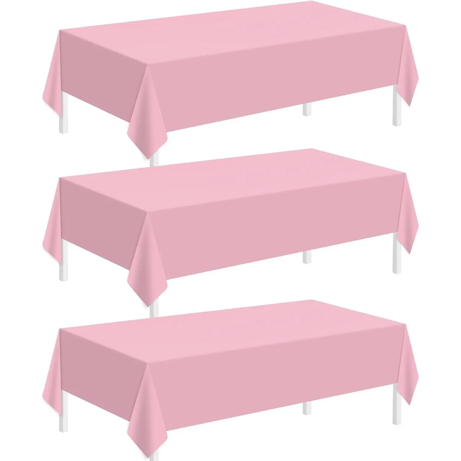 3 Pack Pink Plastic Tablecloth for Rectangle Tables 54" x 108" Pink Disposable Table Cloth for Mothers Day Decorations,Plastic Table Cover for Birthday Graduation Party Christmas Anniversary