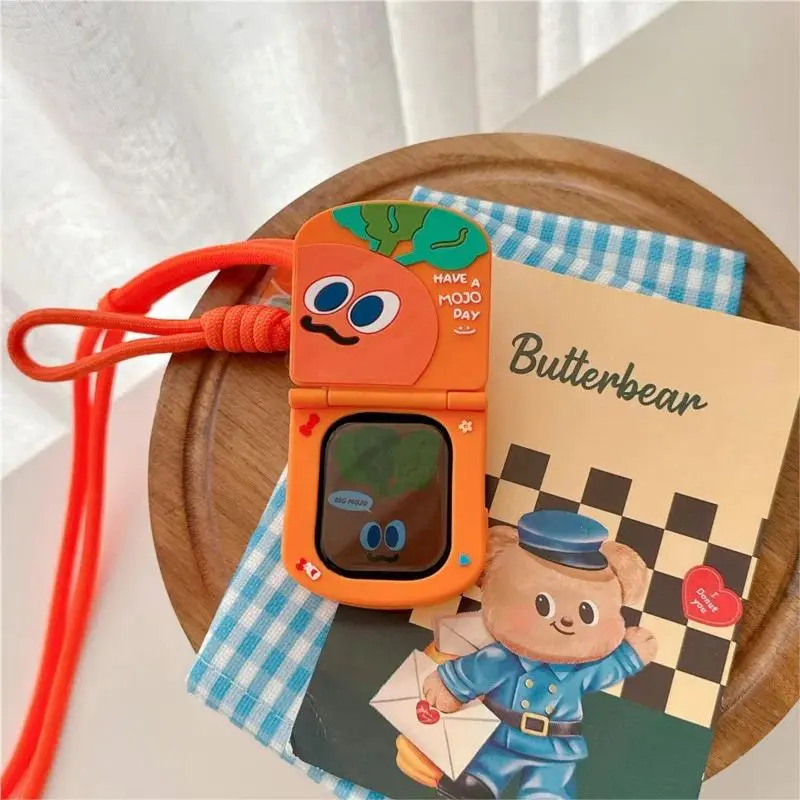 For Apple Watch Sport 1/2/3/4/5/6/7/8/9st Gen S10 S11 Ultra SE 38/45/41/44/42/46/49mm Funny Carrot Flip Cartoon Cute Kids Case