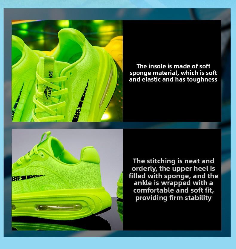 New Air Cushion Couple Running Shoes for Men Women Gore-Tex Technology Comfortable Stylish Design Neon Yellow & Black Shoes with Air Cushion Technology for Daily Wear or Light Activities air cushion sole