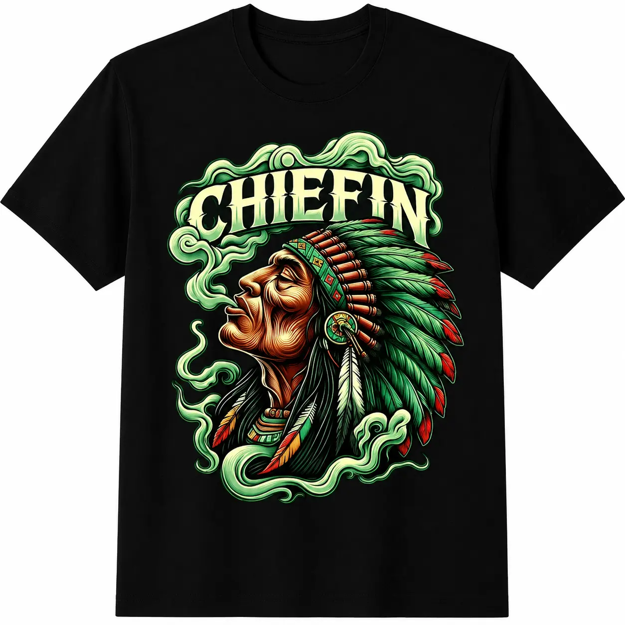 Ootd T Shirt Chiefin WeedPattern Smoking Retro 420 CannabisPattern Pot THC Smoker T-Shirt 220gsm 100% Cotton Round Neck Short Sleeve Casual T-Shirt A77