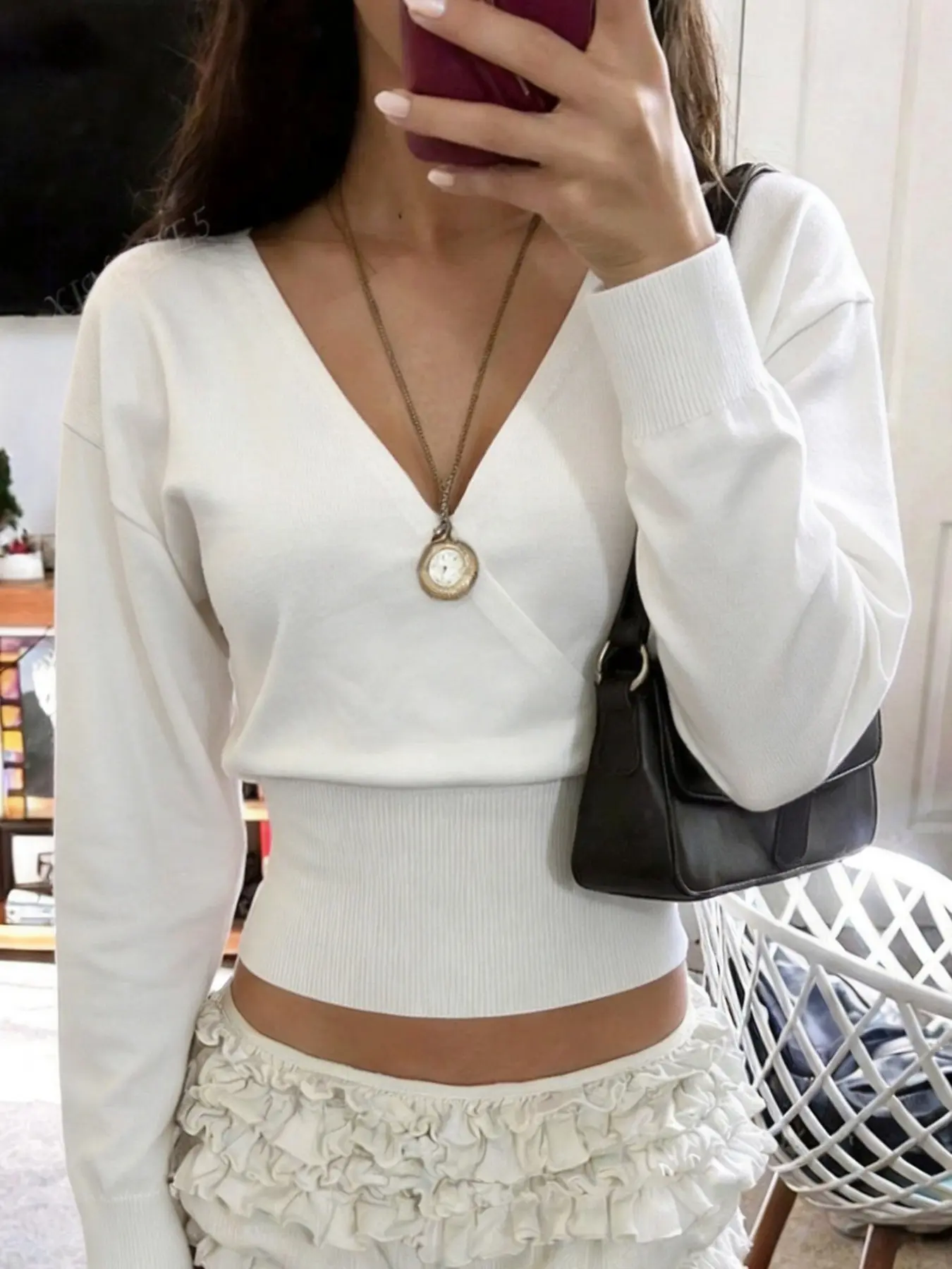Cross Wrap V-Neck Ribbed Waist Short Sleeve Knit Top, Pure Desire Style Drop Shoulder Loose Fit Tight Belly Knit Shirt, Soft Color Cross Deep V Waist Short Sleeve Knit Vest