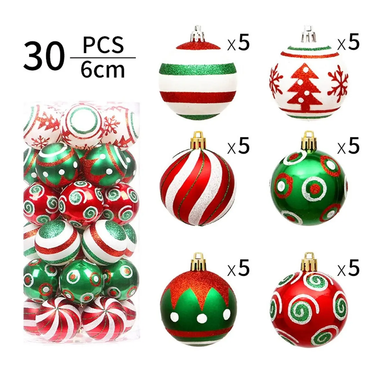 30pcs 6cm Painted Christmas Hanging Balls, Perfect for Store Window Displays, Christmas Tree Decorations, Home Party Supplies