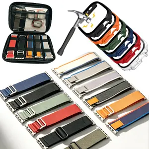12 +6Pack Nylon Sport Loop Straps With Protective Case Alpine Loop Band Compatible with Apple Watch Band Ultra 49mm Ultra 2 wearable smart watch accessory