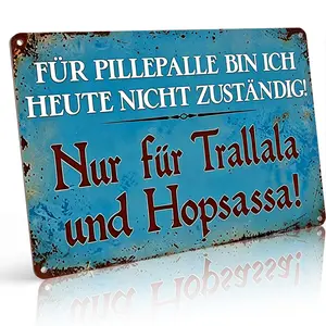 Vintage German "Für Pillepalle Bin Ich Heute Nicht Zuständig" Funny Blue Wall Art, 8"x12", Rust-Proof Aluminum Metal Sign, For Home & Bar Decor, Humorous, Perfect Gift For German Speakers