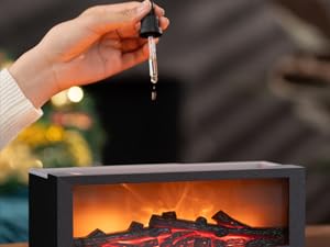 Eseential Oil Diffuser, Fireplace Flame Oil Diffuser - Aromatherapy Aroma Humidifier, Upgrade 7 Flame Colors Noiseless 150ml Remote Control - Perfect for Bedroom Home Office (Fireplace Black)