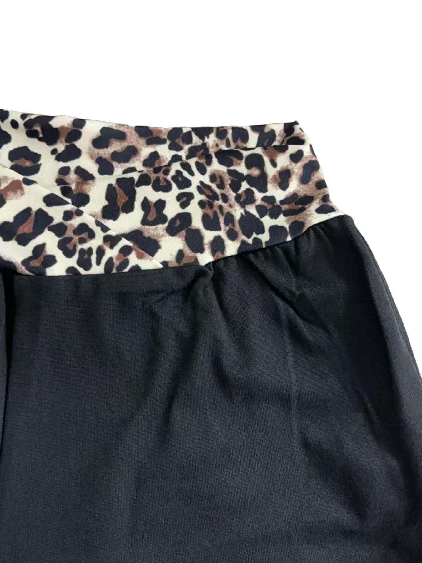 Two-Piece Set Girl's Letter Tape Tank Top & Leopard Print Flare Leg Pants, Casual Fashion Cozy Outfits for Daily Outdoor Wear, Kids Clothing for Summer