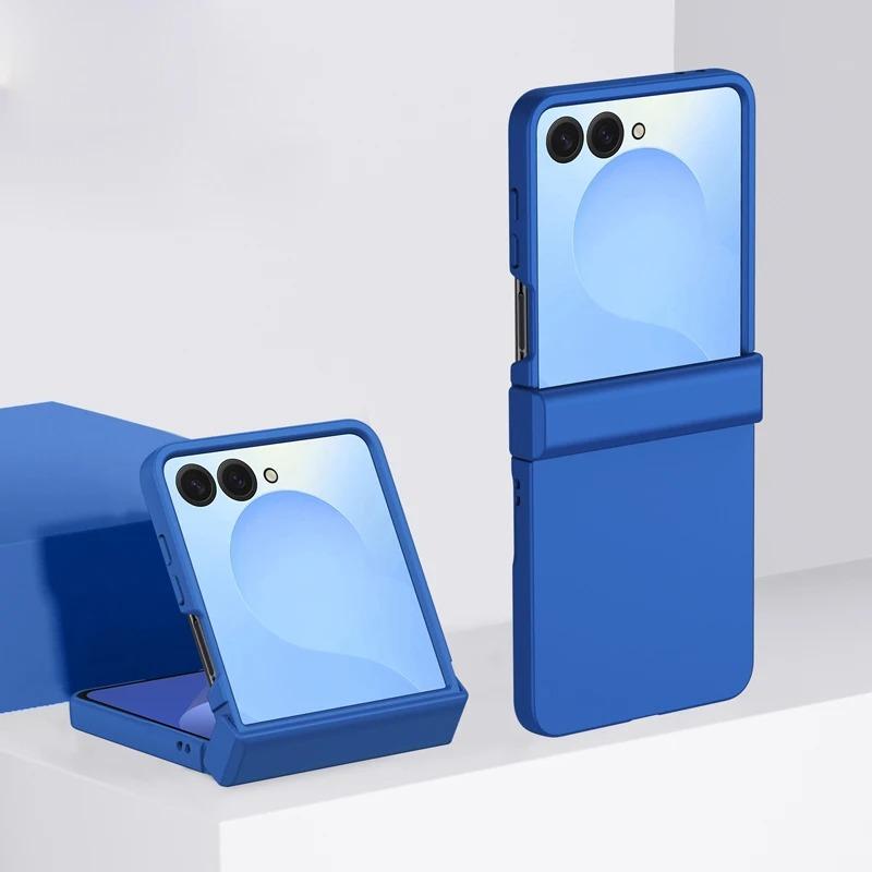 Fin Hinge Protective Solid Color Shockproof Folding Phone Case For Samsung Z Flip 7 6 5 4 3 ZFlip7 Flip6 Flip5 5G Hard PC Slim Cover