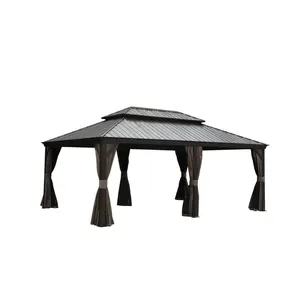 ARCH 14x20FT Hardtop Gazebo Permanent Metal Gazebo with Galvanized Steel Double Roof Aluminum Frame Curtains Netting Large Outdoor Pavilion for Patio Deck Garden Backyard Party Shelter, Home Furniture and Household Product Search Terms