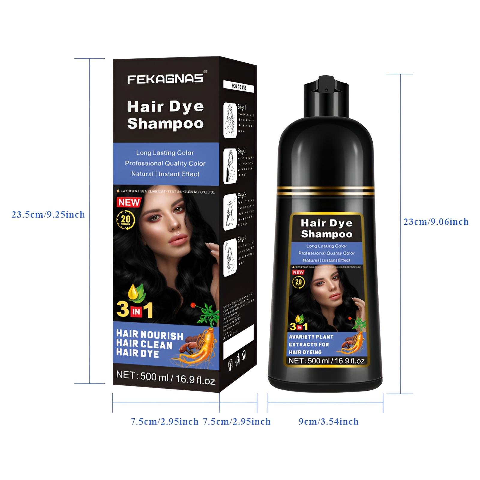 3-In-1 Plant-Based Hair Dye Shampoo, Radish & Ginger & Schisandra Leaf, Quick Color, Long-Lasting, No Odor, Gentle, Hair Care Gel, Haircare