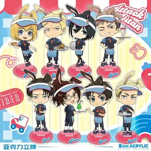 Attacking Giants Ramp Restaurant Levi Figure Acrylic Stand Q Erwin Acrylic Pendant Eren Pins Collectible Armin Figurine Toys Boy