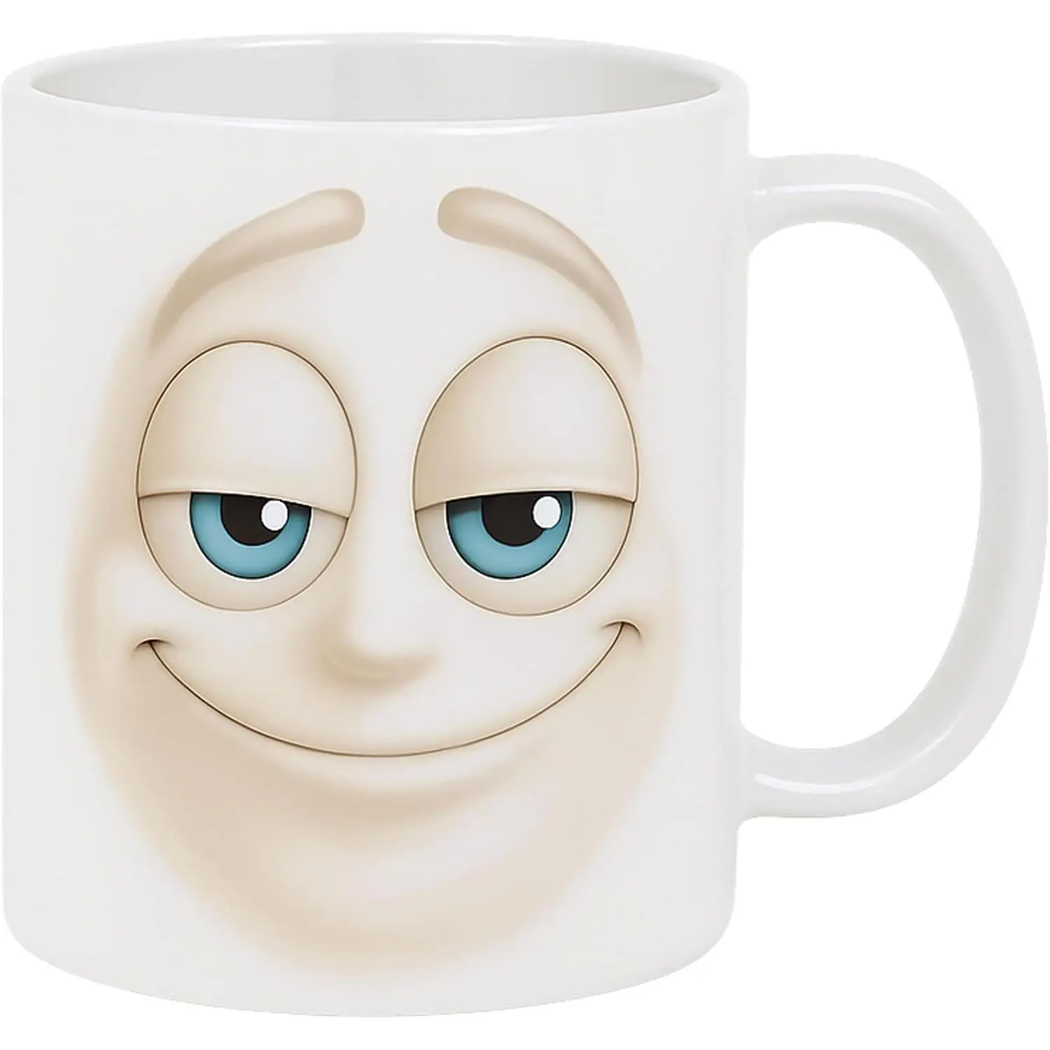 Funny Cartoon  Ceramic Coffee Mug Gifts 11oz - -Expression Joyful Tears & Smug, Composed Smile,  for  Lovers