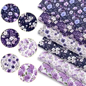 6pcs Morandi Purple Fabric Bundles, 45cm*50cm/17.72in*19.69in 3D Effect Dimensional Flower Pattern Fabric Squares for Quilting, Patchwork DIY Sewing Material for Bedding, Tablecloth, Bags, Headbands, Pillowcases