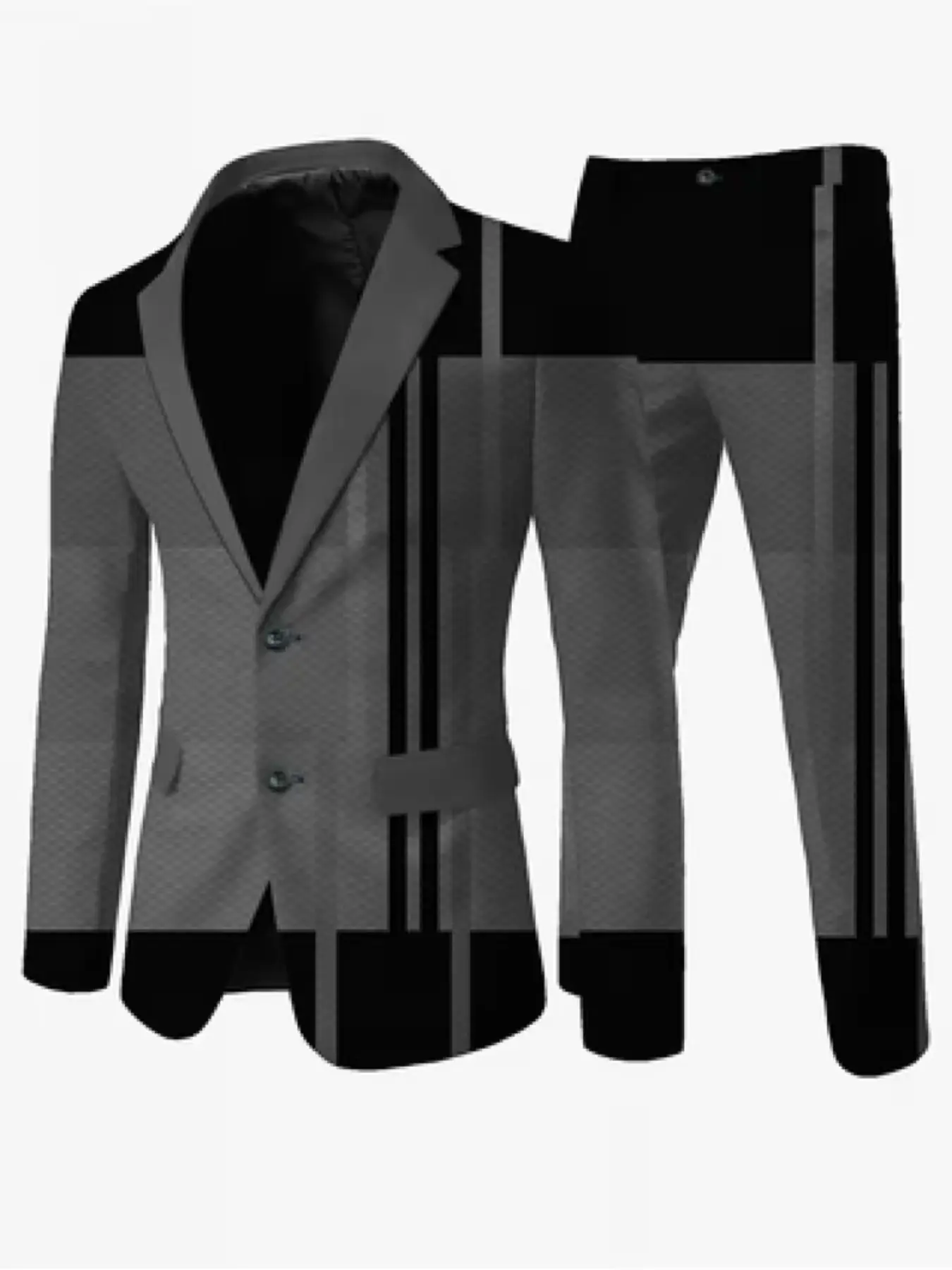Men's 2-Piece Plus Size Blazer Set, Striped Business Casual Suit, Long Sleeve Jacket & Pants, Party Event