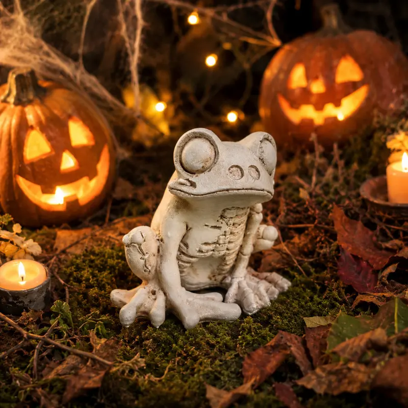 Halloween Skeleton Frog Figurine, Creative Resin Skull Frog Statue, Spooky Desktop Decor Ornament for Halloween, Christmas & Easter, Unique Horror Tabletop Decoration