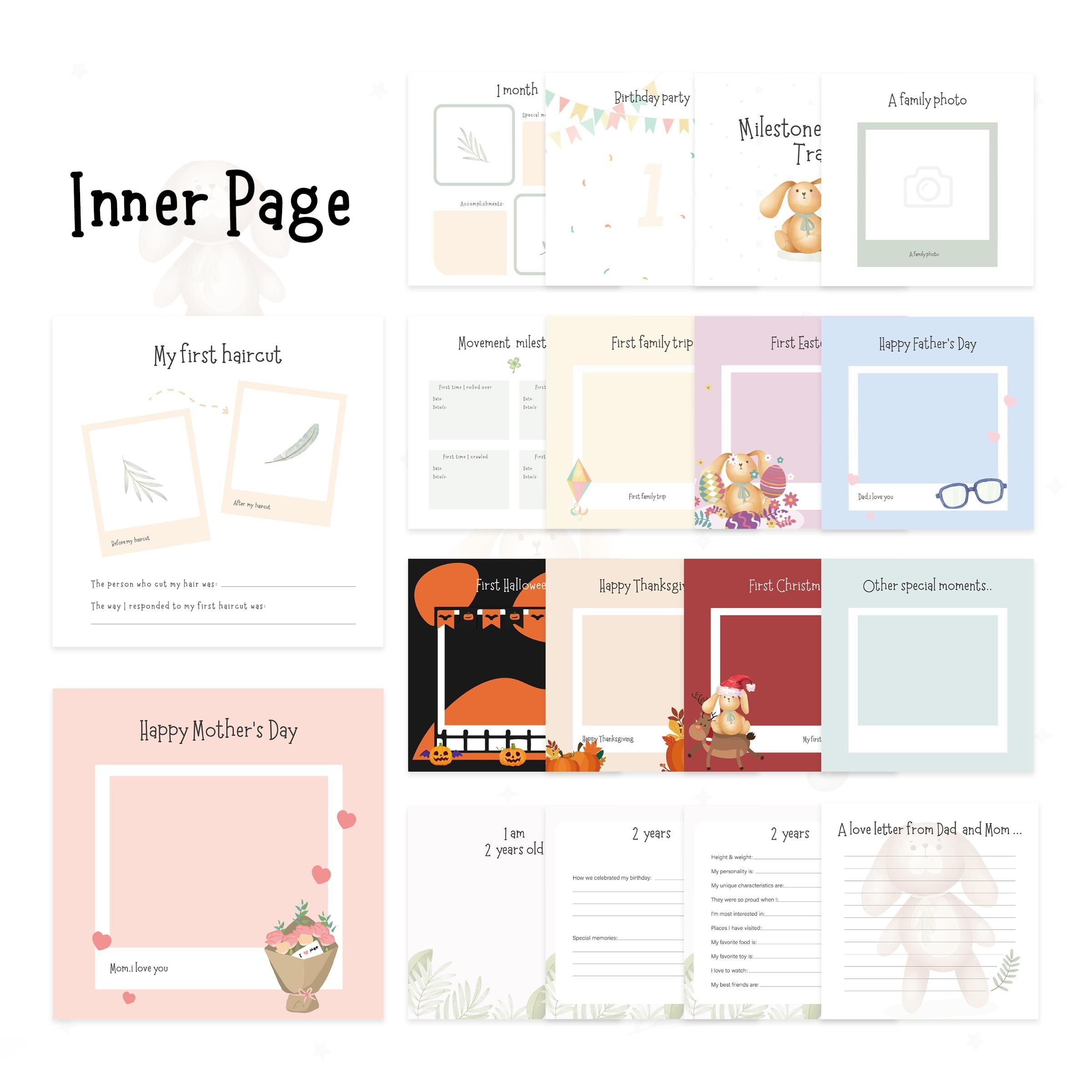 Baby Memory Book, Hello Baby Linen Cover Spiral-Bound Baby Notebook with 4 Special Paper Pockets and 12 Monthly Milestone Stickers, Pregnancy Memory Notebook #GLOBAL PICKS