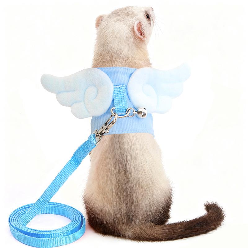 Flying Wing Ferret Angel Harness Vest  Pet Leash for Ferret Meerkat Outdoor Walking Adjustable Chest Strap Soft Padded Comfortable Escape Proof Lead with Handle