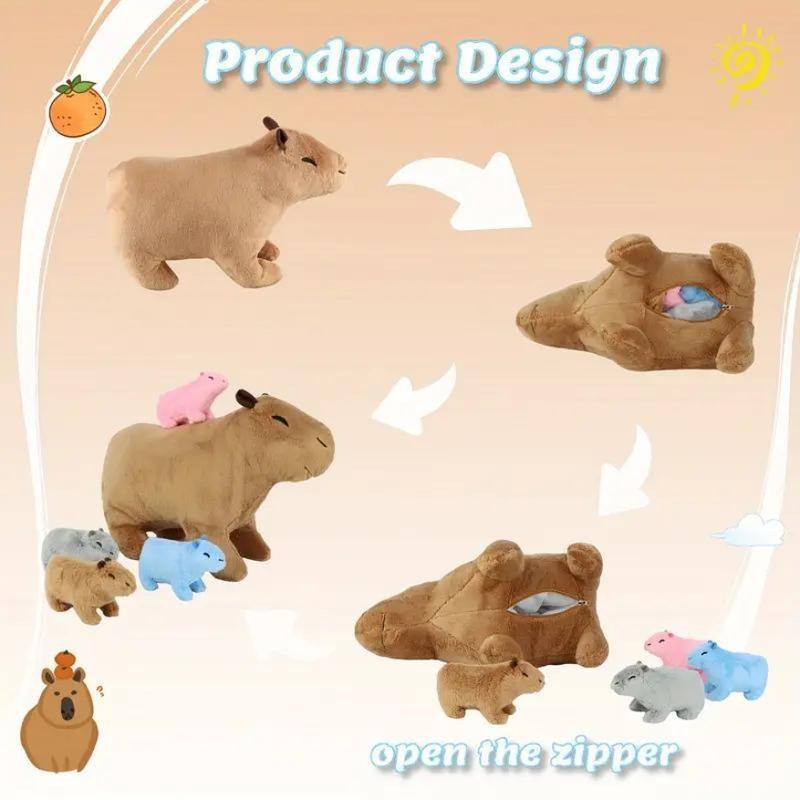 Capybara Plush Toy, 1 Set Cute Capybara Stuffed Animal, Soft & Comfy Plush Toy, Birthday & Holiday Gift for Boys & Girls