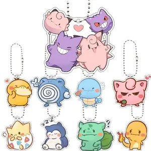 Cartoon Cute Anime Keychain Key Chain Mewtwo Gengar Charizard Jolteon Couple Figure  Car Keyring Pendant Decoration Bag Toys