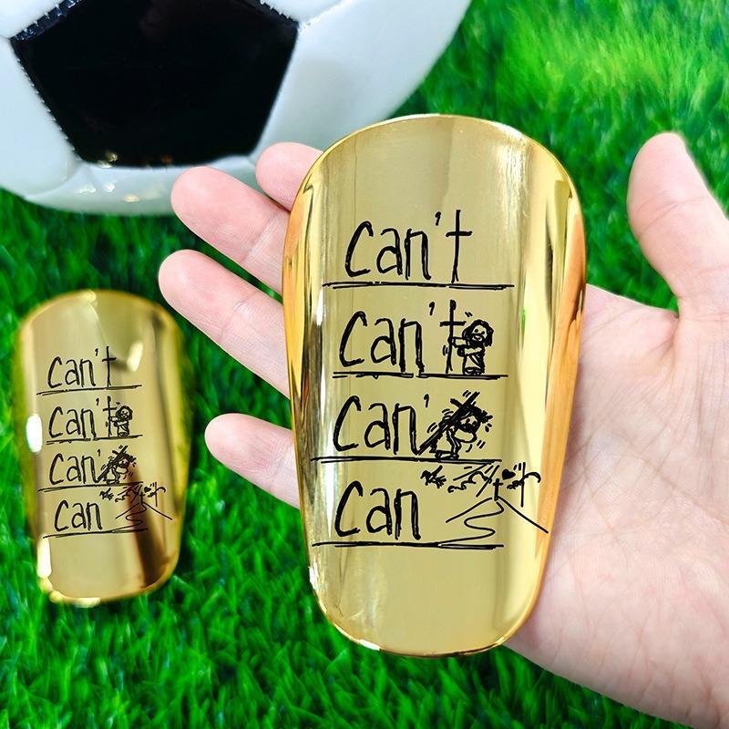 1 Pair Mini Soccer Shin Guards for Adults, Thick Electroplated Metal Sports Protective Gear with "CAN'T HEAR YOU" Design, Inserts for Enhanced Fit and Protection, Mini Shin Guards,Valentine's Day gift