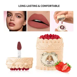 Strawberry Cake Lip Gloss, Matte Finish, Smooth and Long-Lasting, Non-Staining, Moisturizing, Flawless, Perfect for All-Day Wear