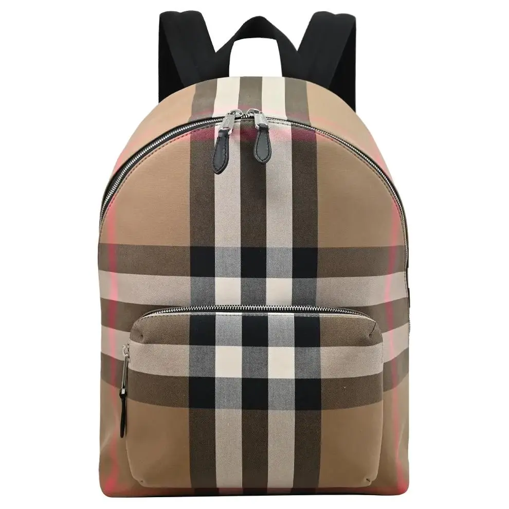 Burberry Jeff Classic Check Zip-Top Canvas and Leather Backpack for Men in Birch Brown