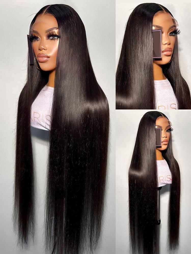 Wear and Go Human Hair True to length Brazilian 5x5 Glueless Wig 42 Inch 13x4 13x6 HD Transparent Bone Straight Lace Frontal Wig