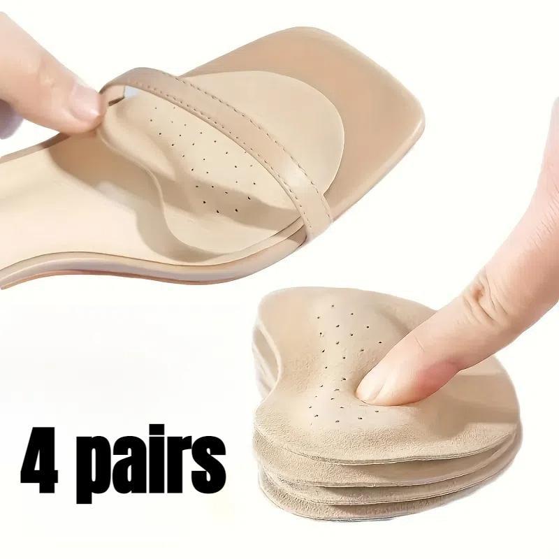 Self-adhesive Heel Front Foot Pads, 4 Pairs Non-slip Sweat-wicking Comfort Pads, Enhanced Support, Women