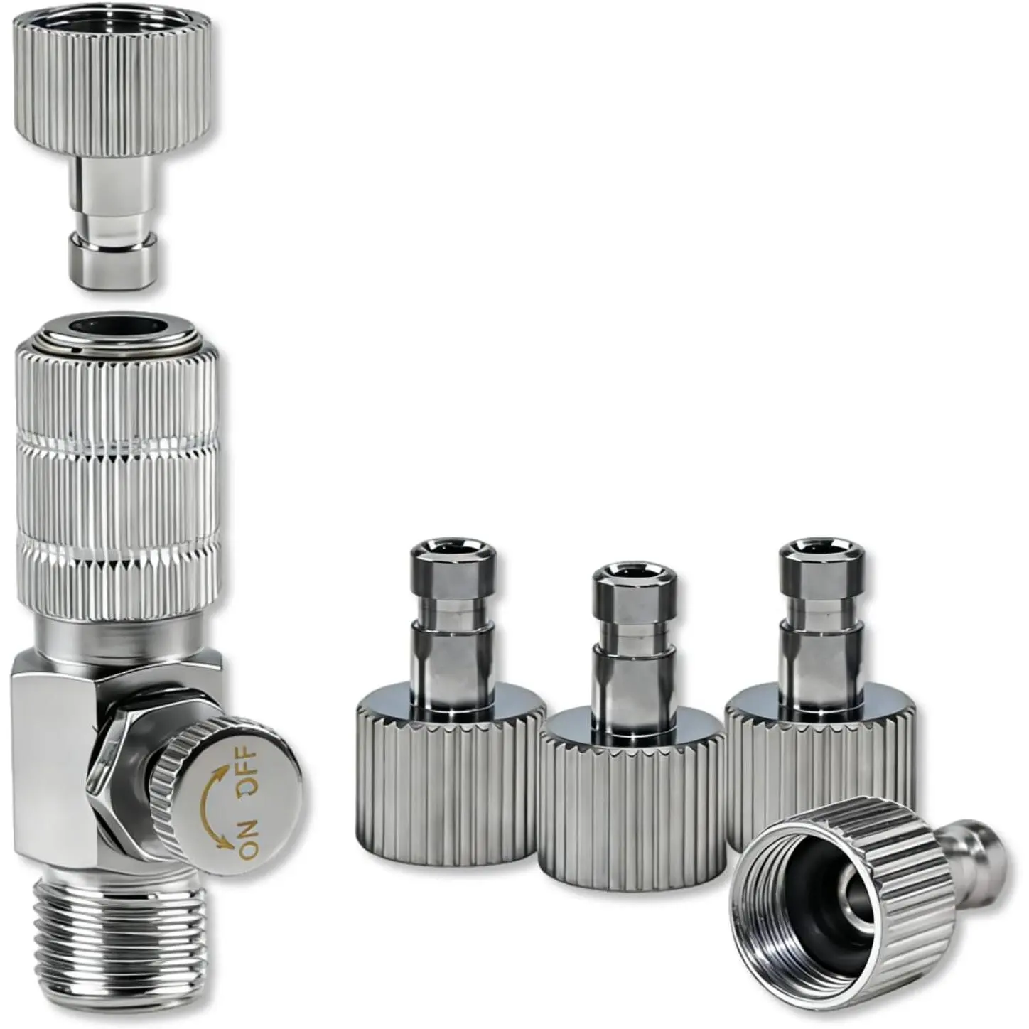 Quick Release Disconnect Adapter Kit with Adjustable Control Valve, 1/8" BSP 5 Male & 1 Female Fittings for Air Compressor &