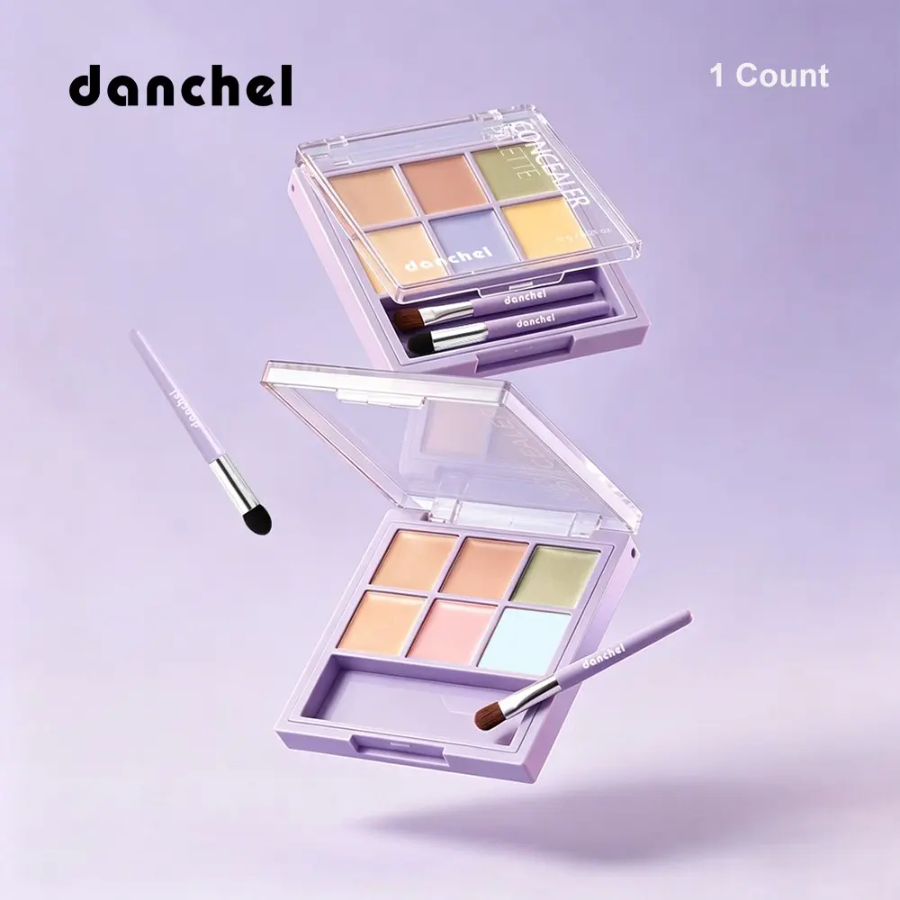 6-Color Concealer Palette, Creamy Smooth Blendable, Covers Dark Circles, Redness & Blemishes, Mixable Shades for Custom Match, Includes Dual Brushes, Ideal for Flawless Coverage & Everyday Contour