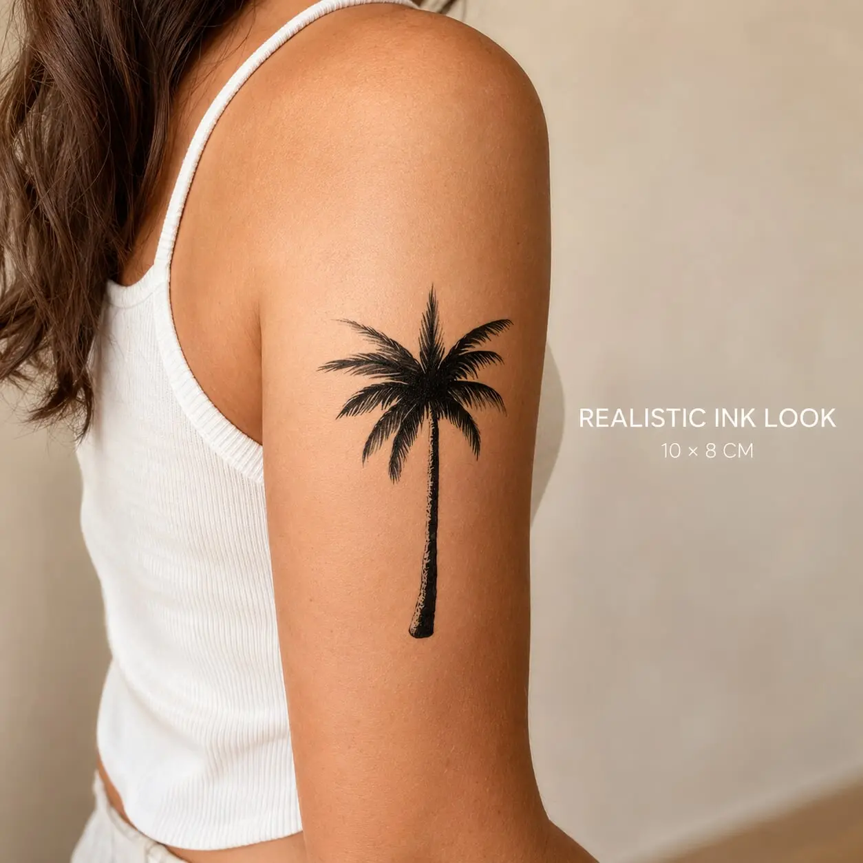 4PCS Black Palm Tree Temporary Tattoos - Tropical Coconut Tree Body Stickers for Beach Vacation, Summer Party, Apply Wet Paper for Tropical Look