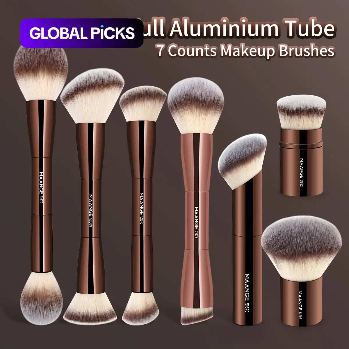 MAANGE Multi-Use Makeup Brush Set, Complexion Brush Set, 7-Count Ergonomic Cosmetic Brushes, Face Makeup Brushes for Blush, Contour, Highlighter and Concealer, Makeup Blending Brushes and Facial Detailing Tools for Women and Girls, Cosmetics Brush