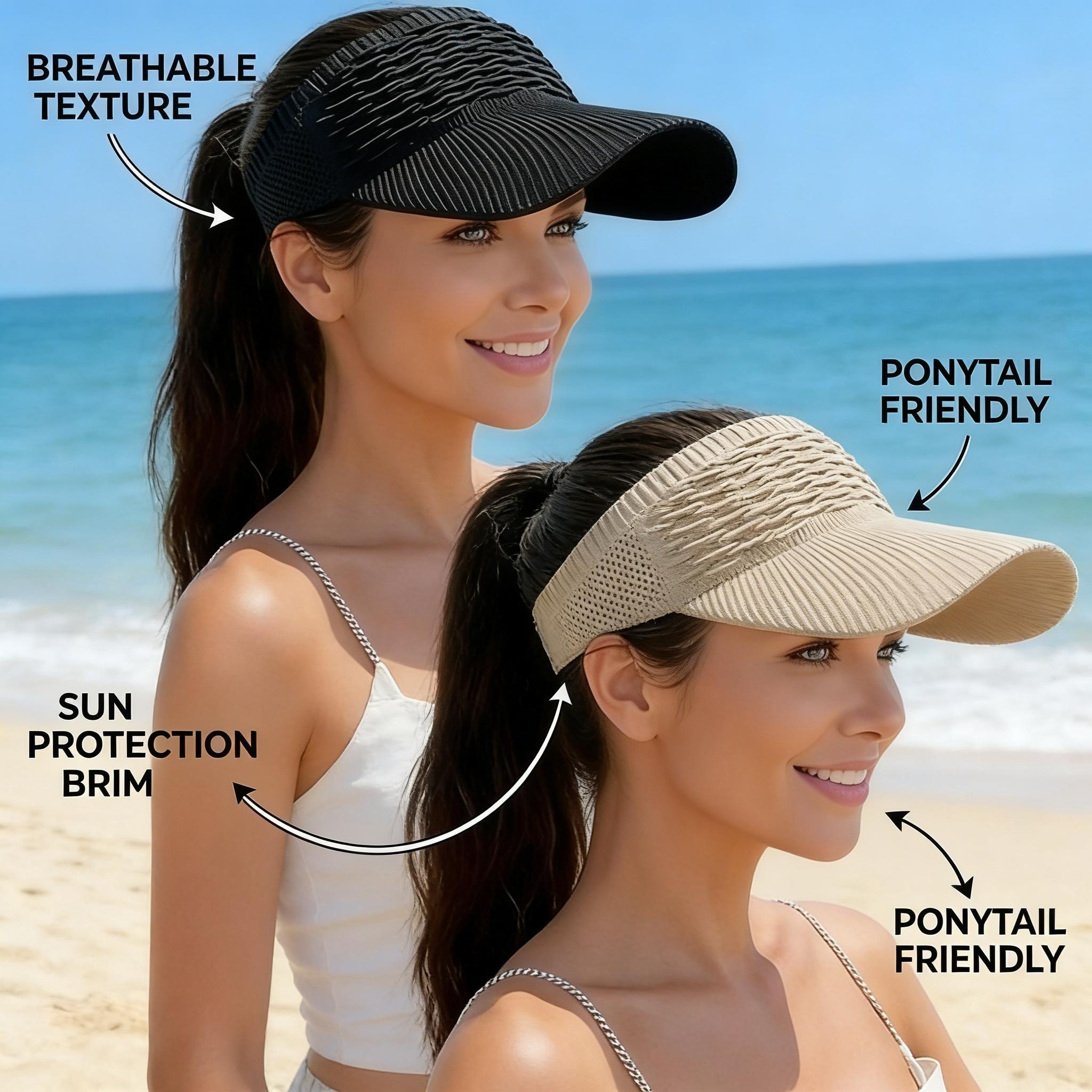 Women's 4-Piece Outdoor Sports Hat Set – Baseball Cap & Open Top Sun Visor – Full Coverage UV Sun Protection – Lightweight for Hiking Cycling Daily Outings – Summer Essential